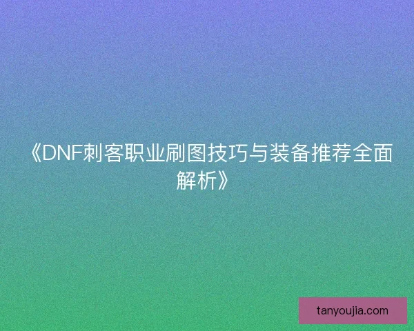 《DNF刺客职业刷图技巧与装备推荐全面解析》