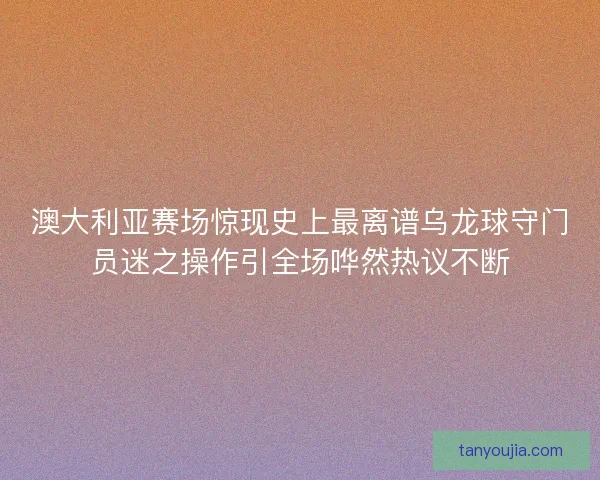 澳大利亚赛场惊现史上最离谱乌龙球守门员迷之操作引全场哗然热议不断 澳大利亚赛场惊现史上最离谱乌龙球守门员迷之操作引全场哗然热议不断