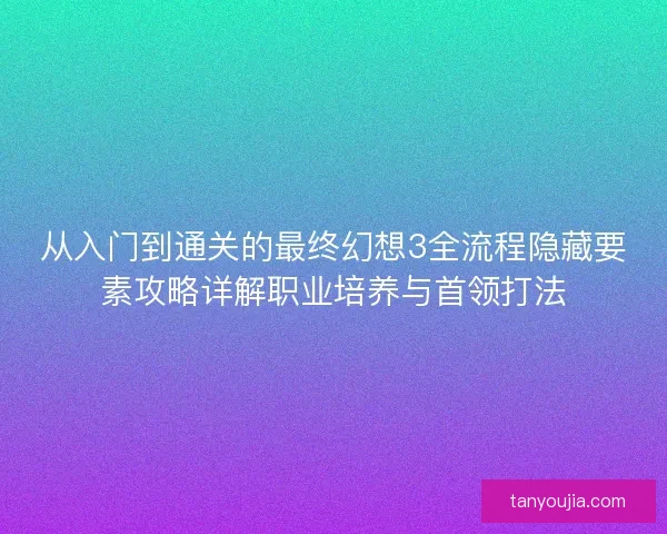 从入门到通关的最终幻想3全流程隐藏要素攻略详解职业培养与首领打法