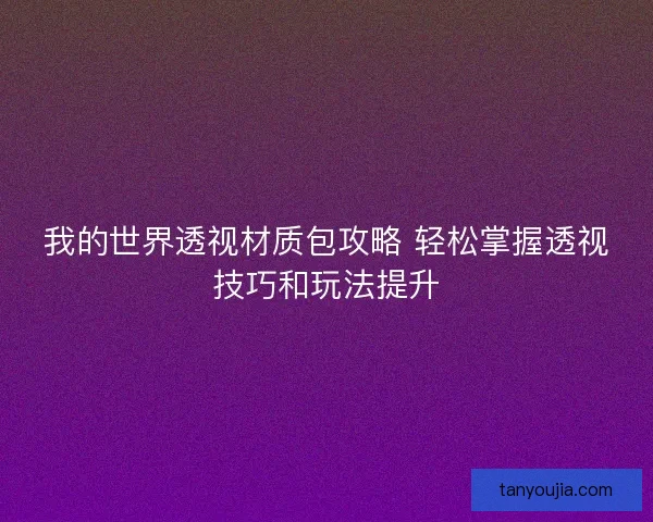 我的世界透视材质包攻略 轻松掌握透视技巧和玩法提升