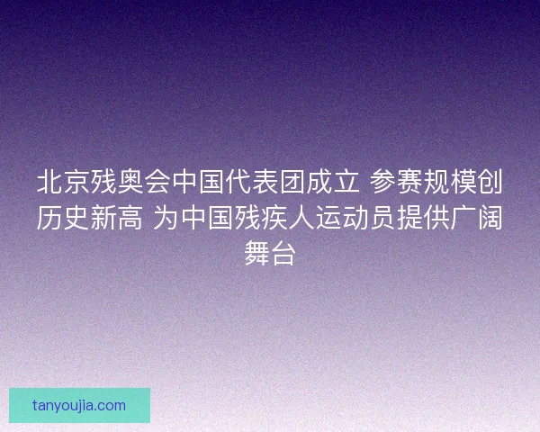 北京残奥会中国代表团成立 参赛规模创历史新高 为中国残疾人运动员提供广阔舞台